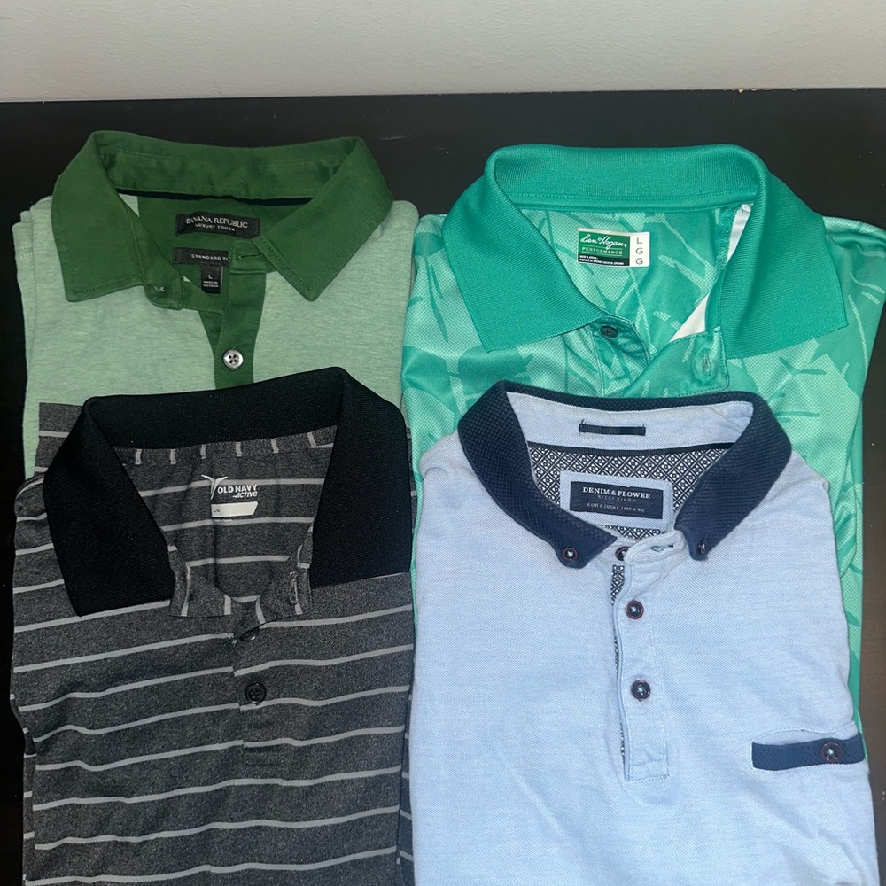 Men’s Large Polo Bundle- Banana Republic, Old Navy, Denim & Flower, Walter Hagan